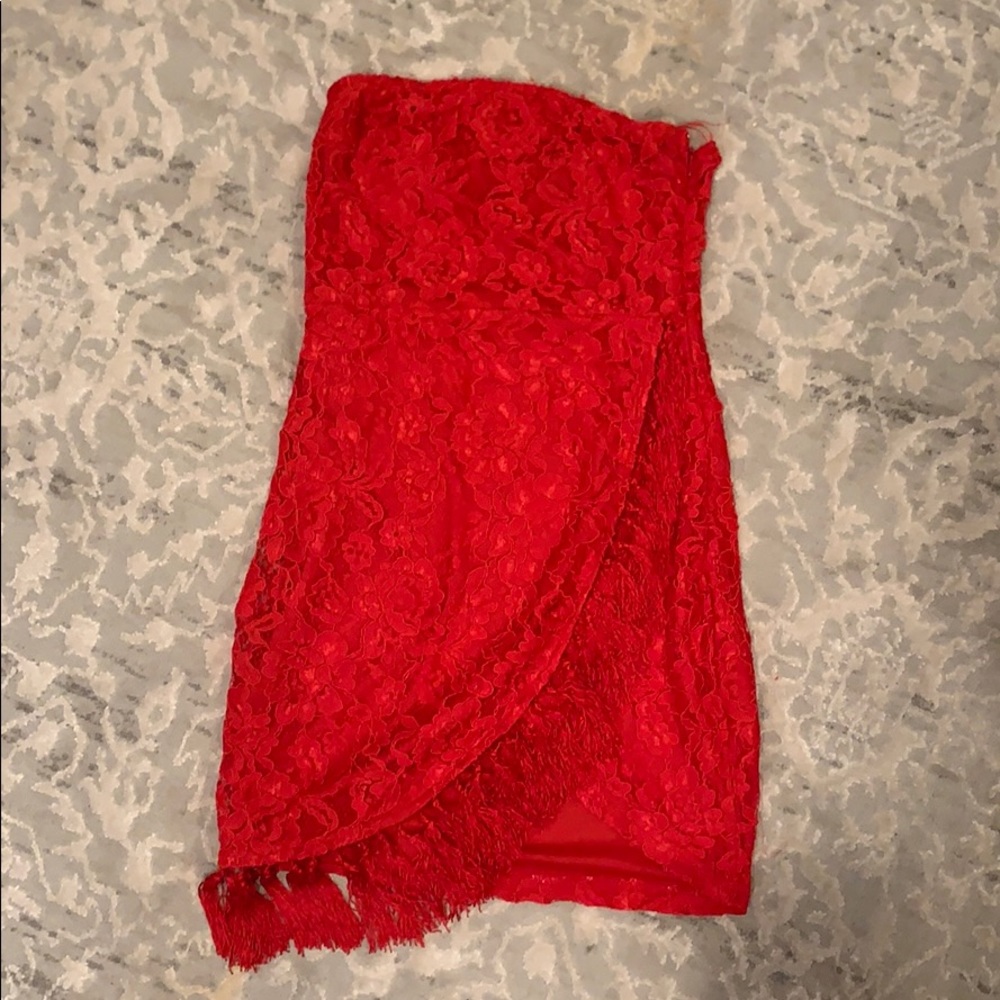 Red laced mini dress